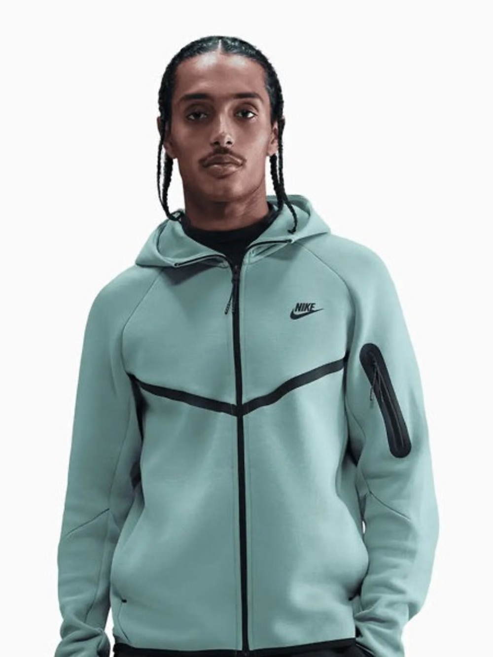 Nike Tech mens M Medium soft cannon teal blue full zip Windrunner hoodie EUC